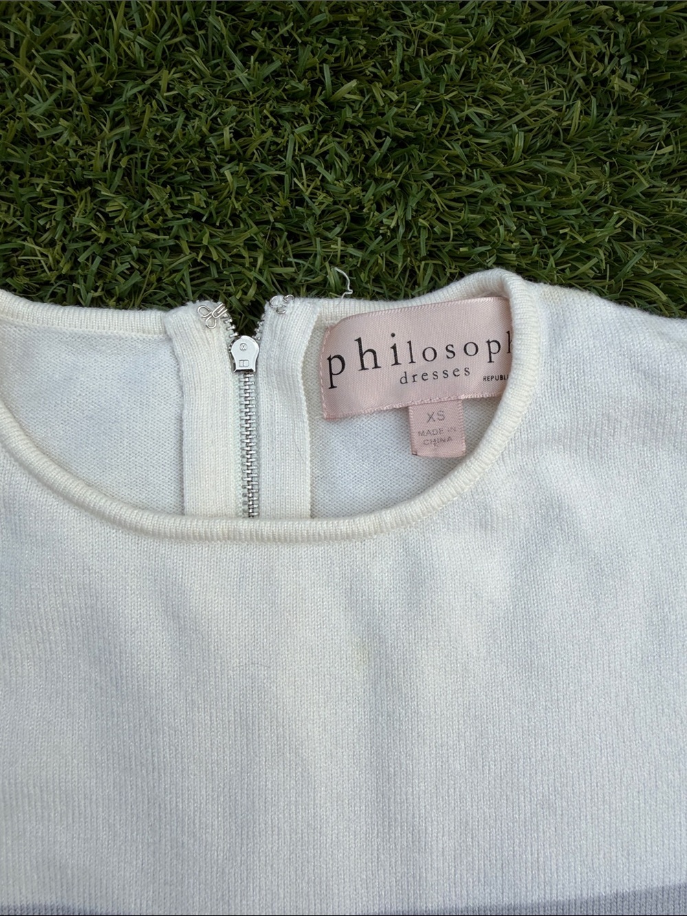 Philosophy Striped Ombre Midi Dress in White, Gray & Black - Picture 3 of 11